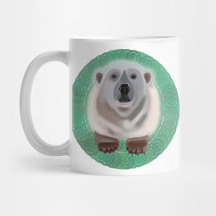 Polar Bear on green circular pattern Mug